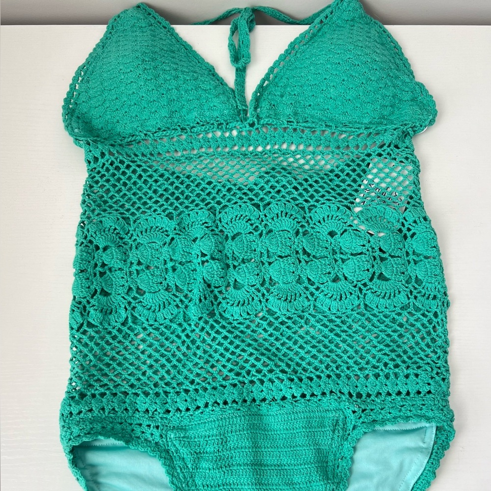 Green Crochet Swimsuit Cover-Up